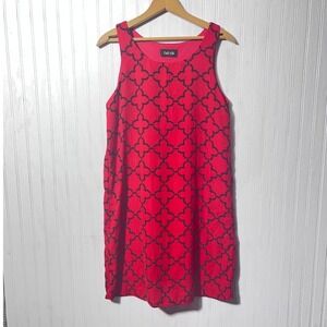 Fab'rik Red Dress Geometric Print Sleeveless Casual Summer‎ Dress Medium
